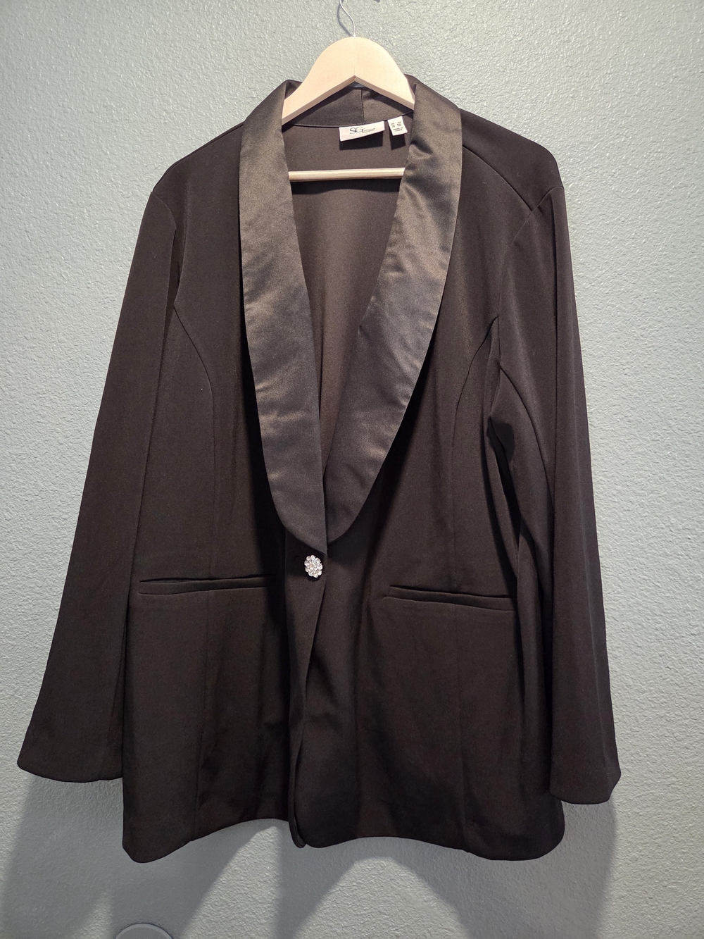 Susan Graver Black Satin-Trim Women's Blazer 3xl